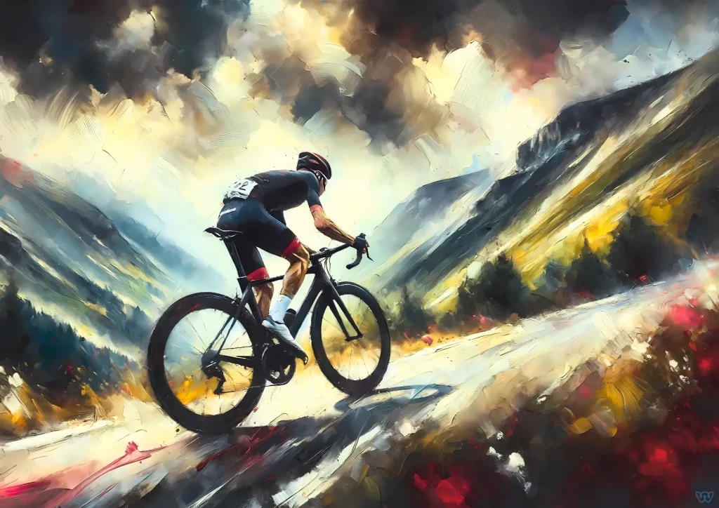 Affiche cyclisme - Éclaircie en altitude